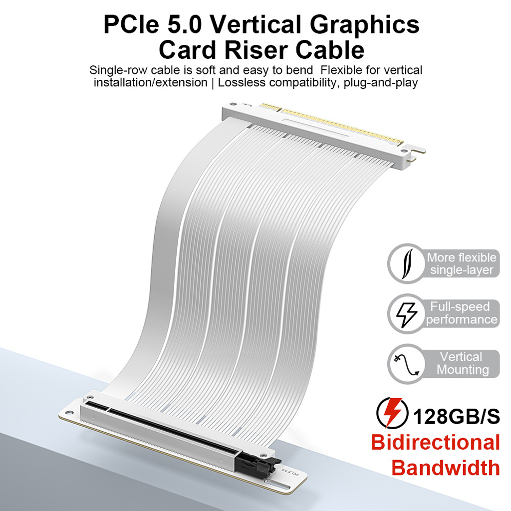 Pcie 5.0 Gpu Riser Cable - Câble d'extension de carte graphique verticale